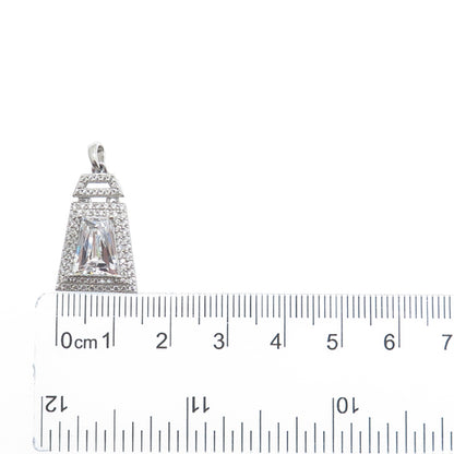 TYCOON 925 Sterling Silver Round & Tapered Baguette-Cut C Z Sparkle Pendant