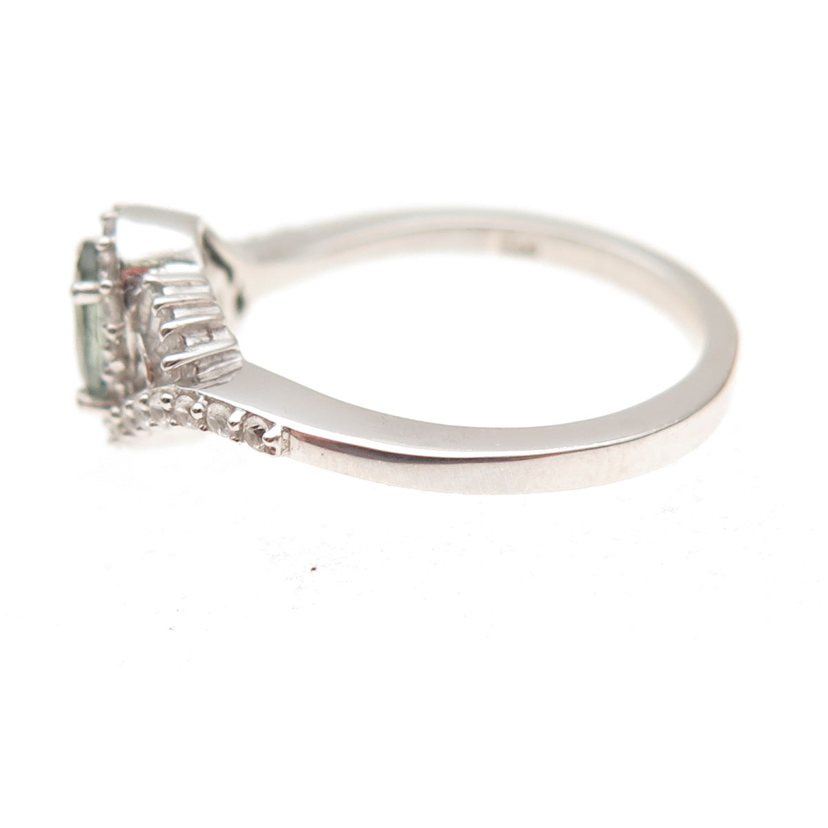 Chuck Clemency 925 Sterling Silver Real Green Amethyst & White Topaz Ring Size 8