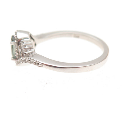 Chuck Clemency 925 Sterling Silver Real Green Amethyst & White Topaz Ring Size 8