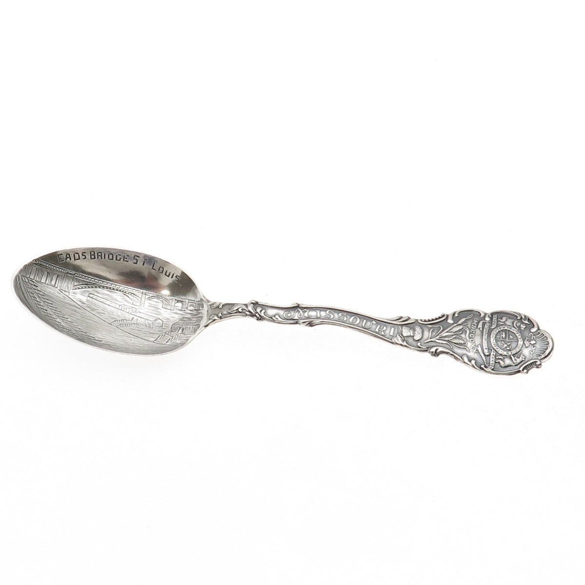 Shepard 925 Sterling Silver Antique Art Deco Missouri State Coffee Spoon