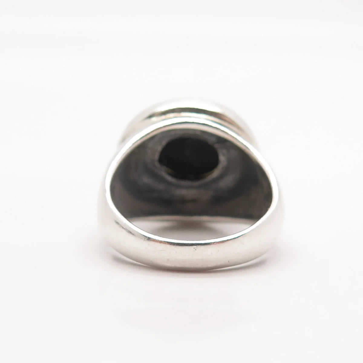 925 Sterling Silver Vintage Real Black Onyx Gemstone Twisted Ring Size 7.5