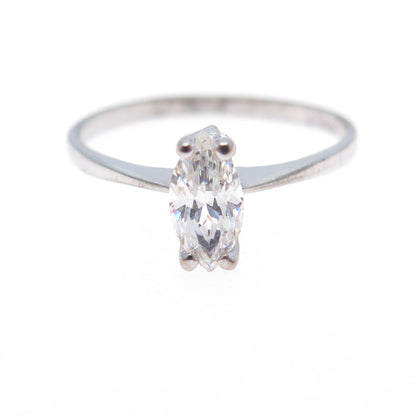 925 Sterling Silver Marquise-Cut C Z Engagement Ring Size 8