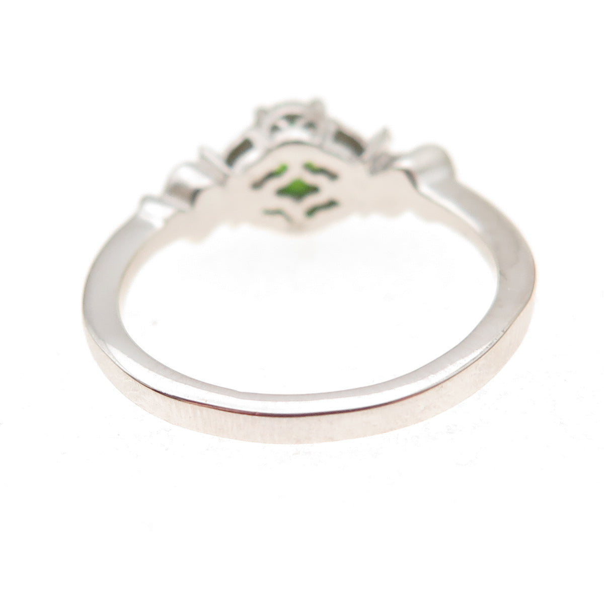Chuck Clemency 925 Sterling Real Peridot & White Topaz Floral Ring Size 8.25