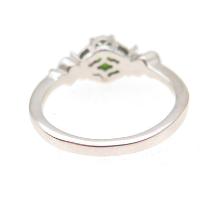 Chuck Clemency 925 Sterling Real Peridot & White Topaz Floral Ring Size 8.25