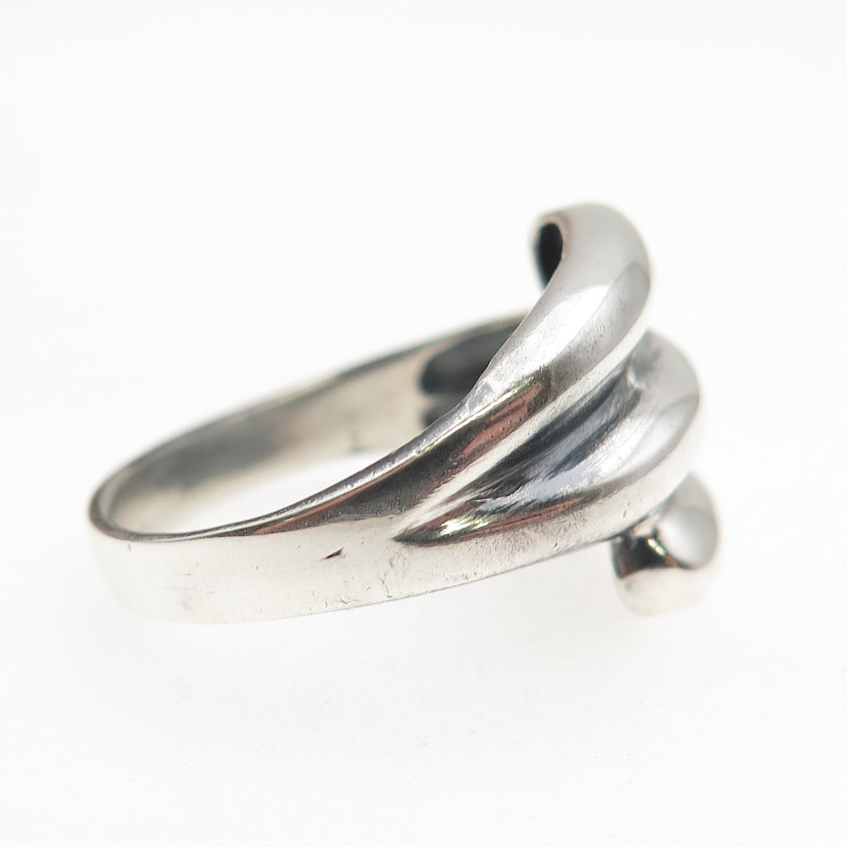 925 Sterling Silver Vintage Modernist Oxidized Ring Size 7.25