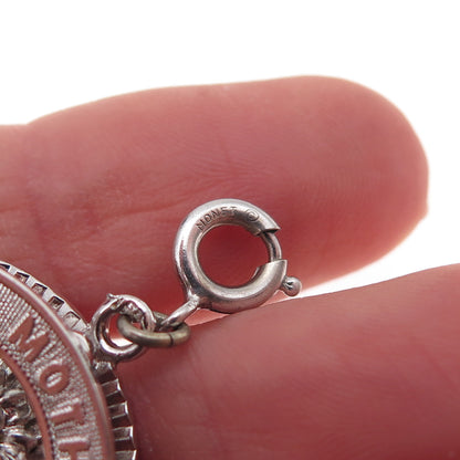 Monet 925 Sterling Vintage Rhinestone To Mother With Love Spring Ring Pendant