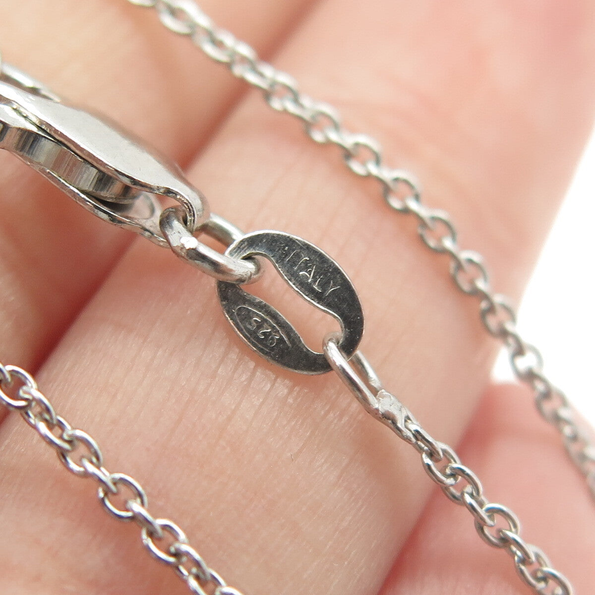 925 Sterling Silver Italy Round-Cut C Z Open Heart Cable Chain Necklace 16"