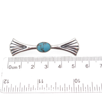 Old Pawn 925 Sterling Silver Vintage Southwestern Turquoise Bow Pin Brooch