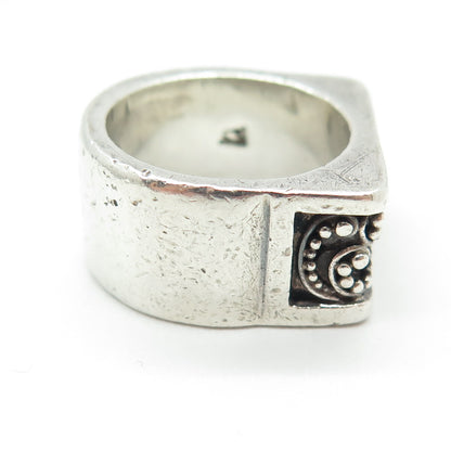 LOIS HILL 925 Sterling Silver Vintage Granulated Scroll Oxidized Ring Size 7.5