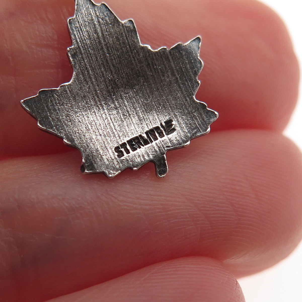 925 Sterling Silver Vintage Enamel Vancouver Maple Leaf Mini Charm Pendant