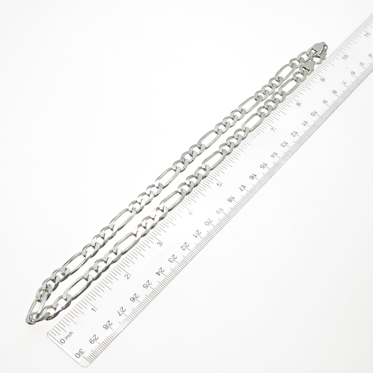 925 Sterling Silver Vintage Italy Figaro Chain Necklace 20"