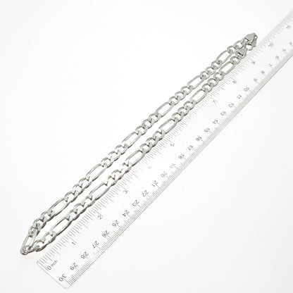 925 Sterling Silver Vintage Italy Figaro Chain Necklace 20"