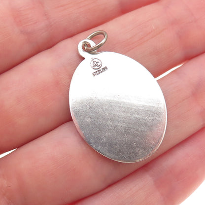925 Sterling Silver Antique Art Deco Saint Jude Religious Oxidized Charm Pendant