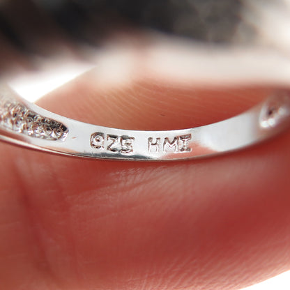 925 Sterling Silver Real Round-Cut Diamond Accent Modernist Ring Size 5