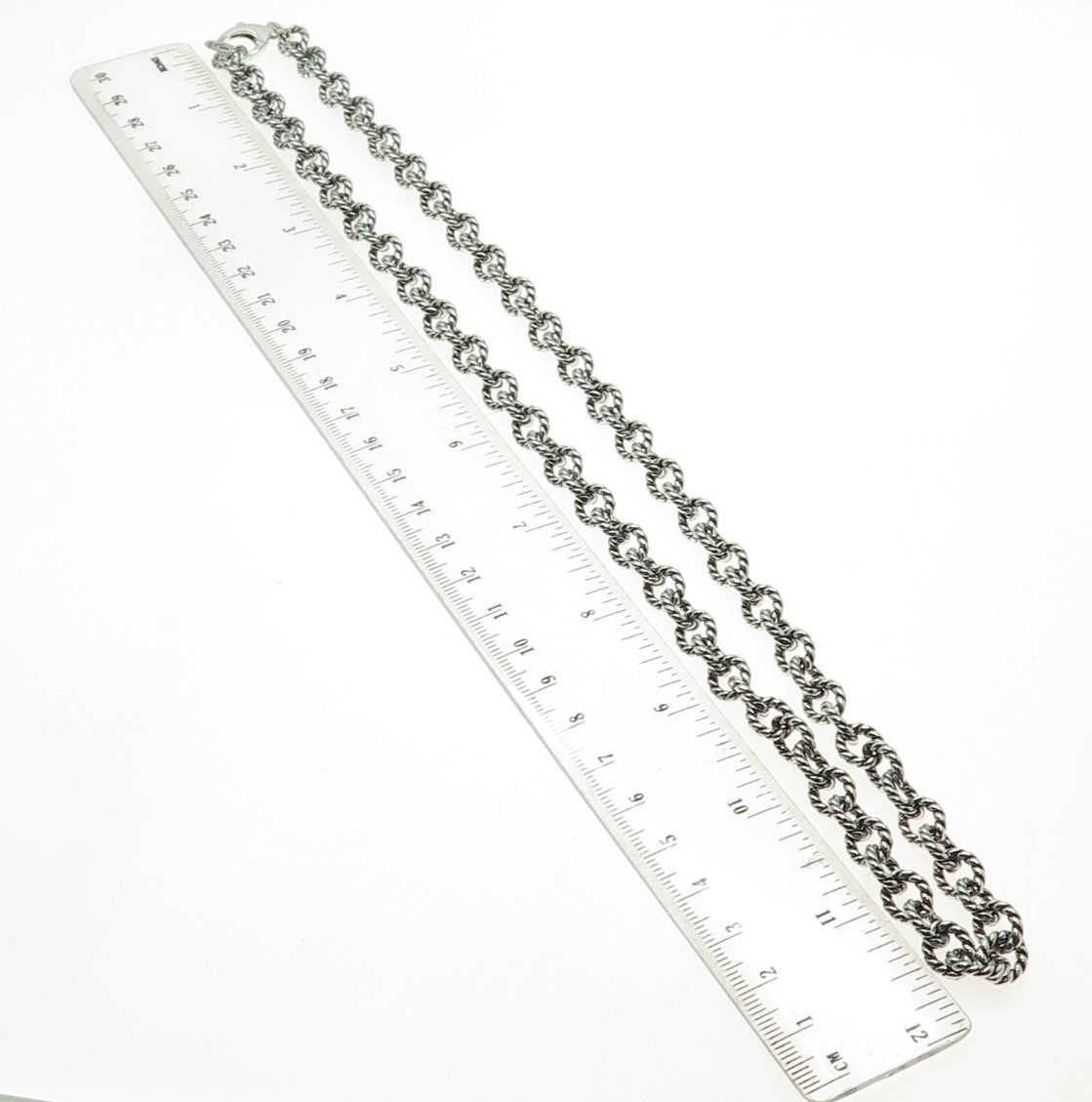 CAROLYN POLLACK 925 Sterling Silver Vintage Cable Chain Oxidized Necklace 24"