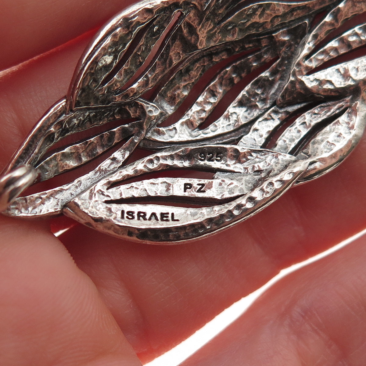 Or Paz PZ 925 Sterling Silver Vintage Israel Modernist Floral Slide Pendant