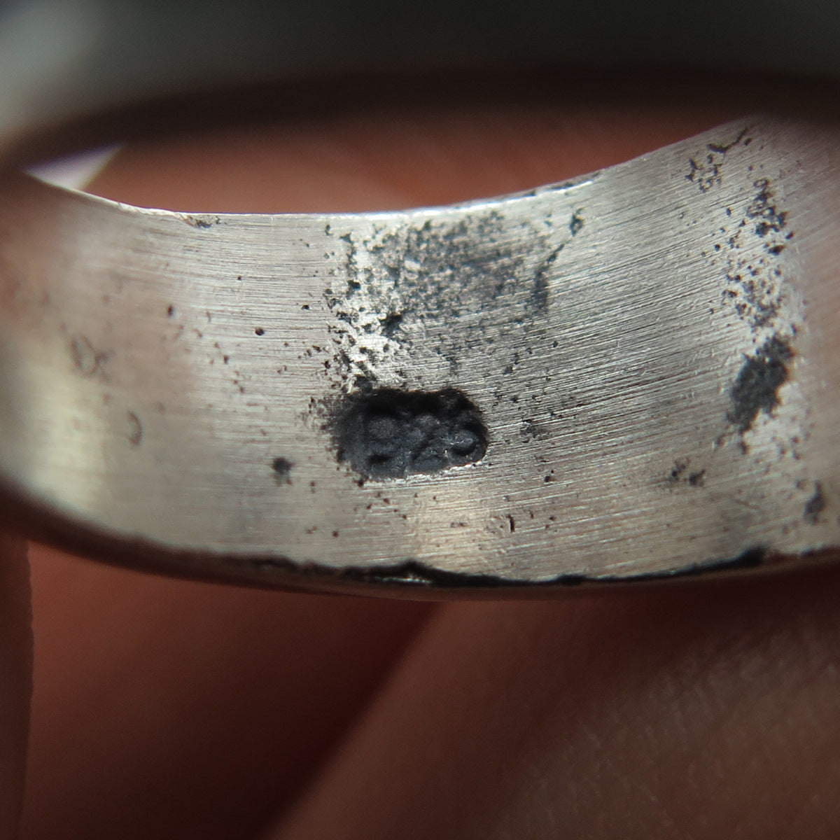 925 Sterling Silver Vintage Modernist Beaded Oxidized Ring Size 6.25