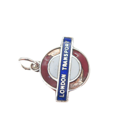 WARD BROS 925 Sterling Silver Vintage 1964 Enamel London Transport Mini Pendant