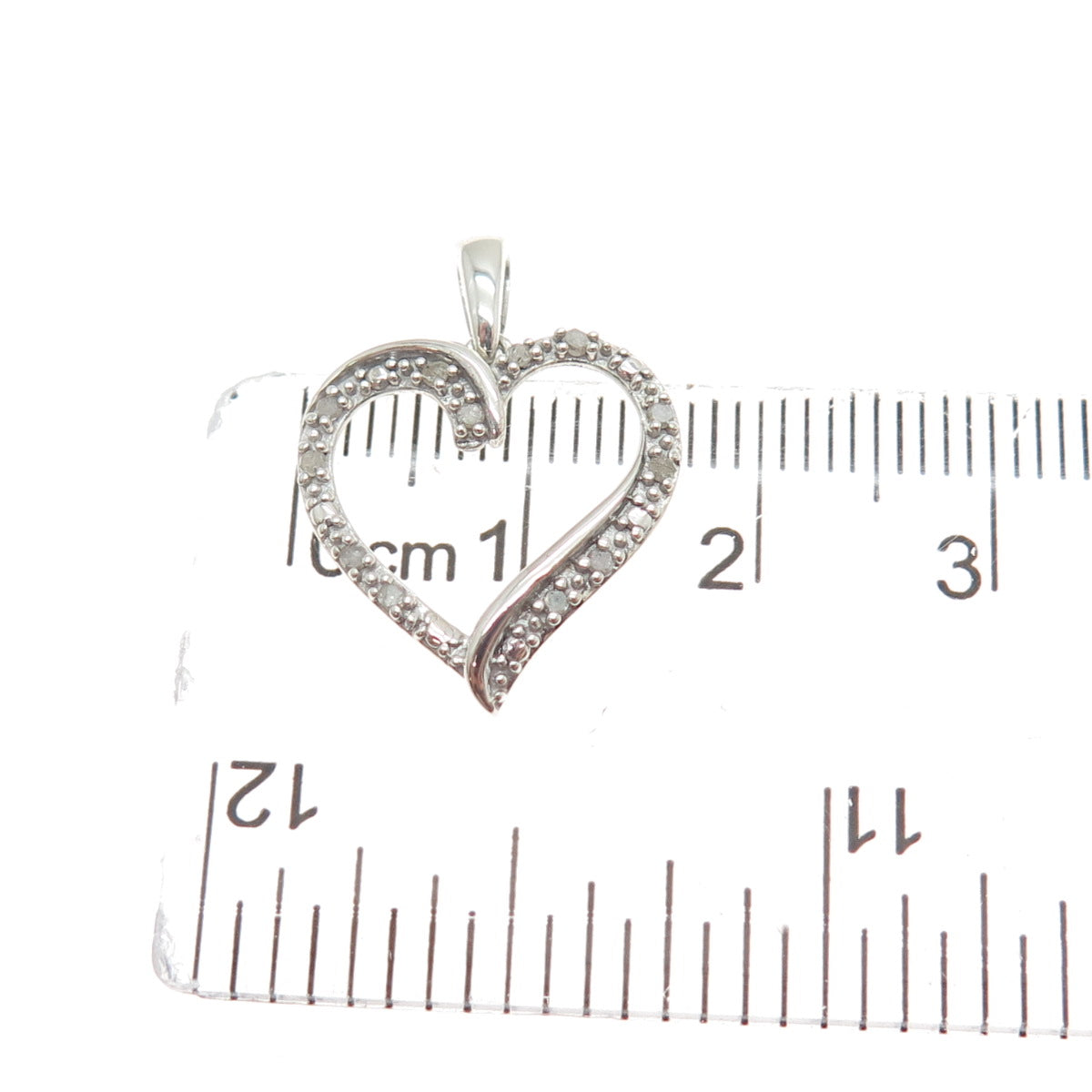 CHARLES WINSTON 925 Sterling Silver Real Diamond Heart Minimalist Charm Pendant