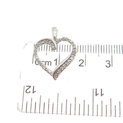 CHARLES WINSTON 925 Sterling Silver Real Diamond Heart Minimalist Charm Pendant