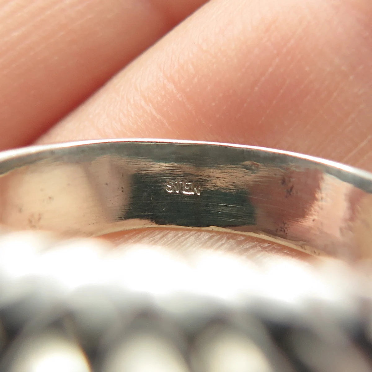925 Sterling Silver Vintage Ribbed Ring Size 9.75