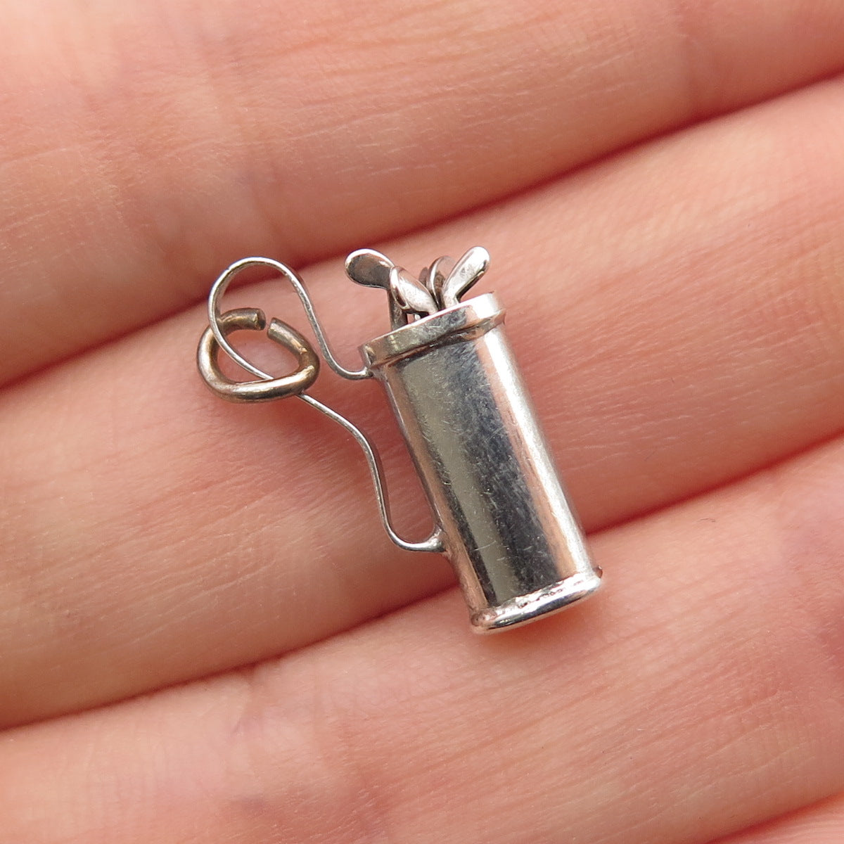 925 Sterling Silver Antique Art Deco Golf Club Mini 3D Charm Pendant