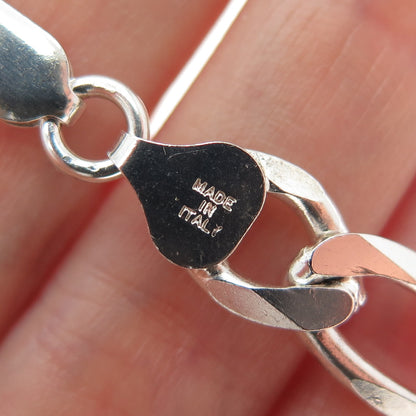 925 Sterling Silver Vintage Italy Figaro Link Bracelet 7.75"