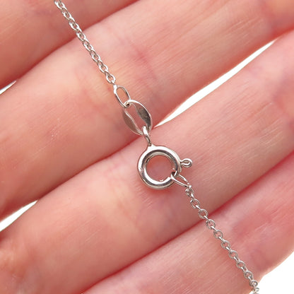 Sun 925 Sterling Silver 10K Gold Real Diamond Heart Cable Chain Necklace 18"