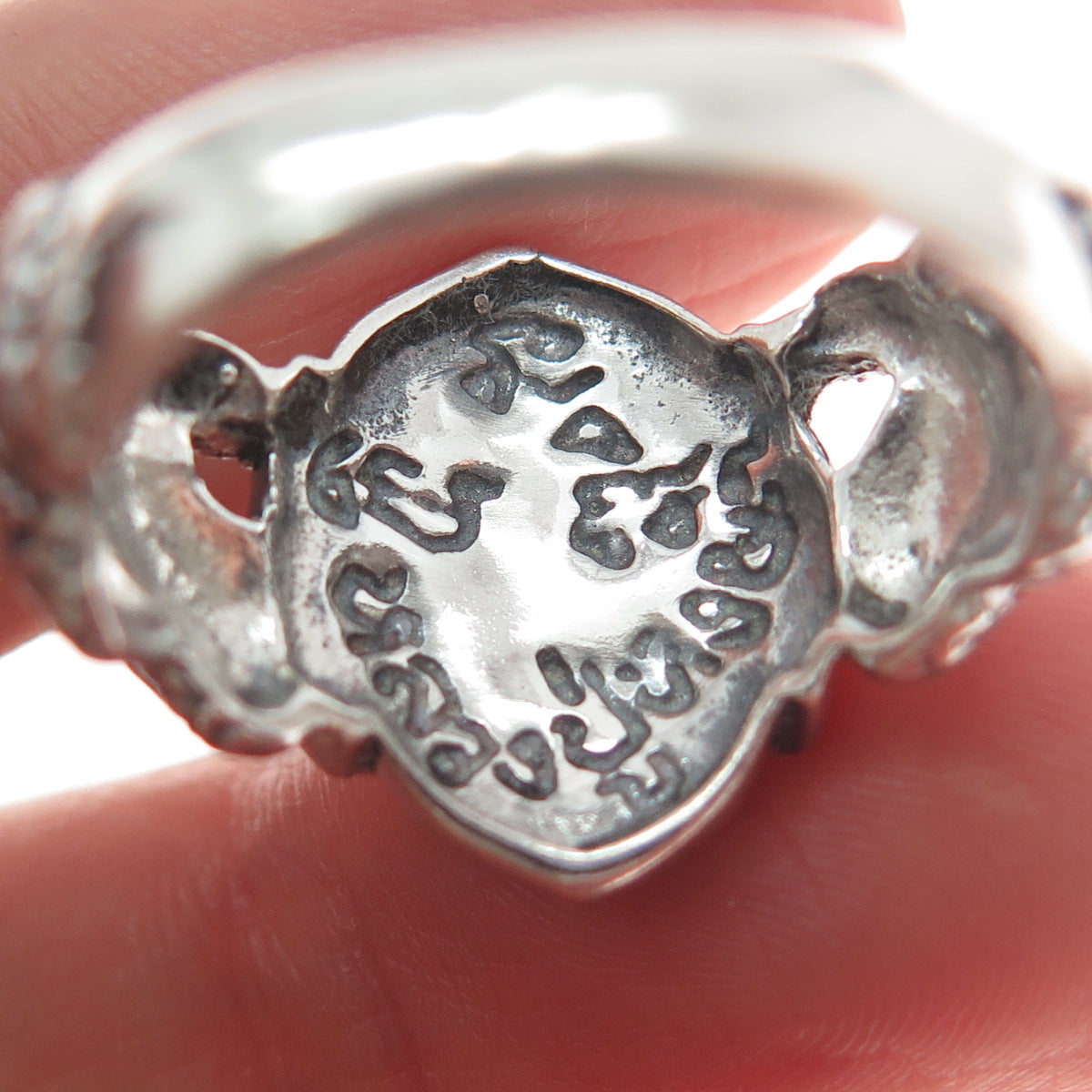 925 Sterling Silver Vintage Jaya Ganesha Elephant Oxidized Ring Size 8.5