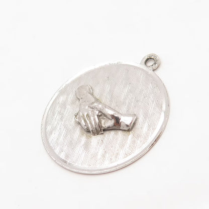 925 Sterling Silver Vintage M&M Charlene Thank You Doris 1873 Handshake Pendant
