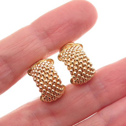 Dasan 925 Sterling Silver Gold Plated Italy Popcorn Link Omega Back Earrings