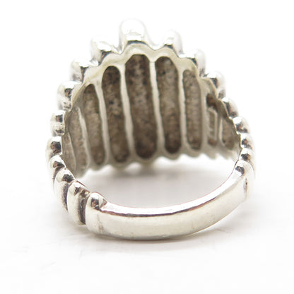 925 Sterling Silver Vintage Fence Ribbed Ring Size 7