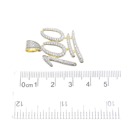 925 Sterling Silver Gold Plated Round-Cut C Z Number 100 Charm Pendant