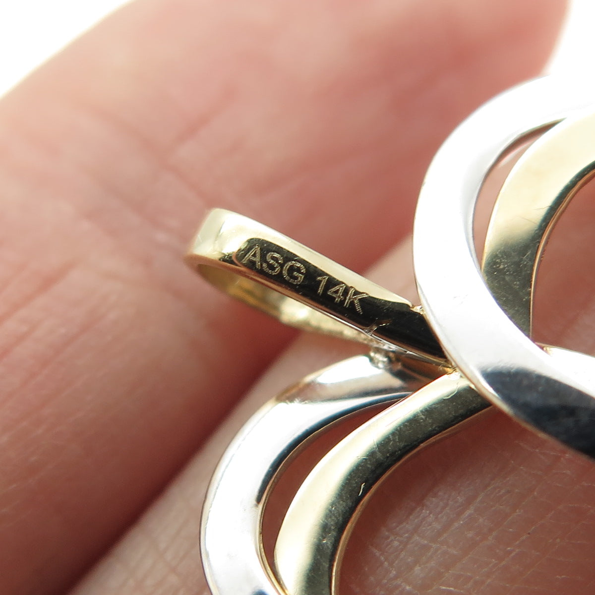 14K Yellow & White Gold Interlocked Heart Charm Pendant