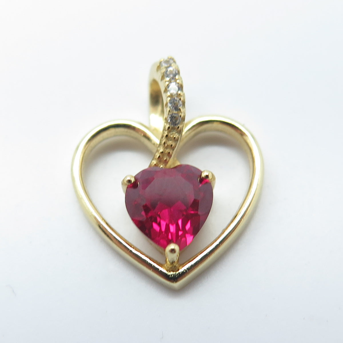 HAN 925 Sterling Silver Gold Plated White & Pink C Z Heart Pendant