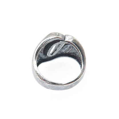 KARLAN & BLEICHER 925 Sterling Silver Vintage Modernist Oxidized Ring Size 6.5