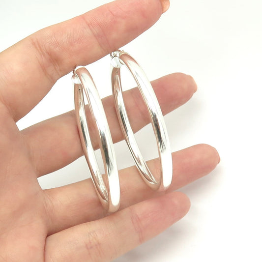 HAN 925 Sterling Silver Smooth Hoop Earrings