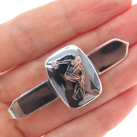 925 Sterling Silver Antique Siam Niello Hindu Goddess Tie Clip