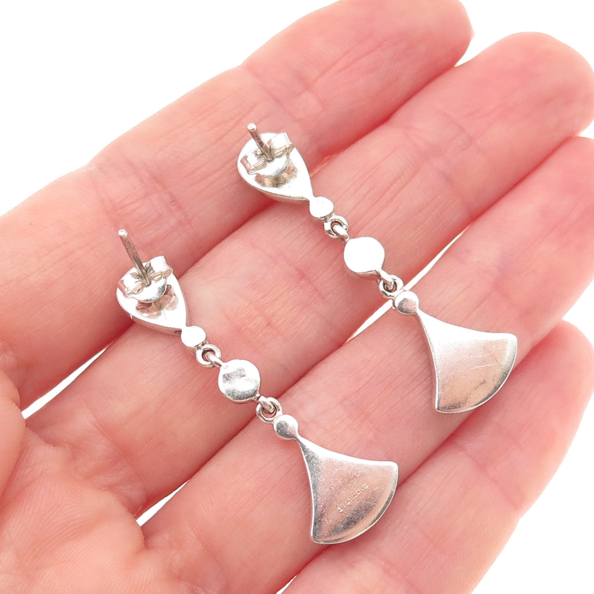Old Pawn 925 Sterling Silver Vintage Turquoise & Opal Tribal Dangle Earrings