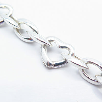 925 Sterling Silver Heart Oval Link Bracelet 7.5"