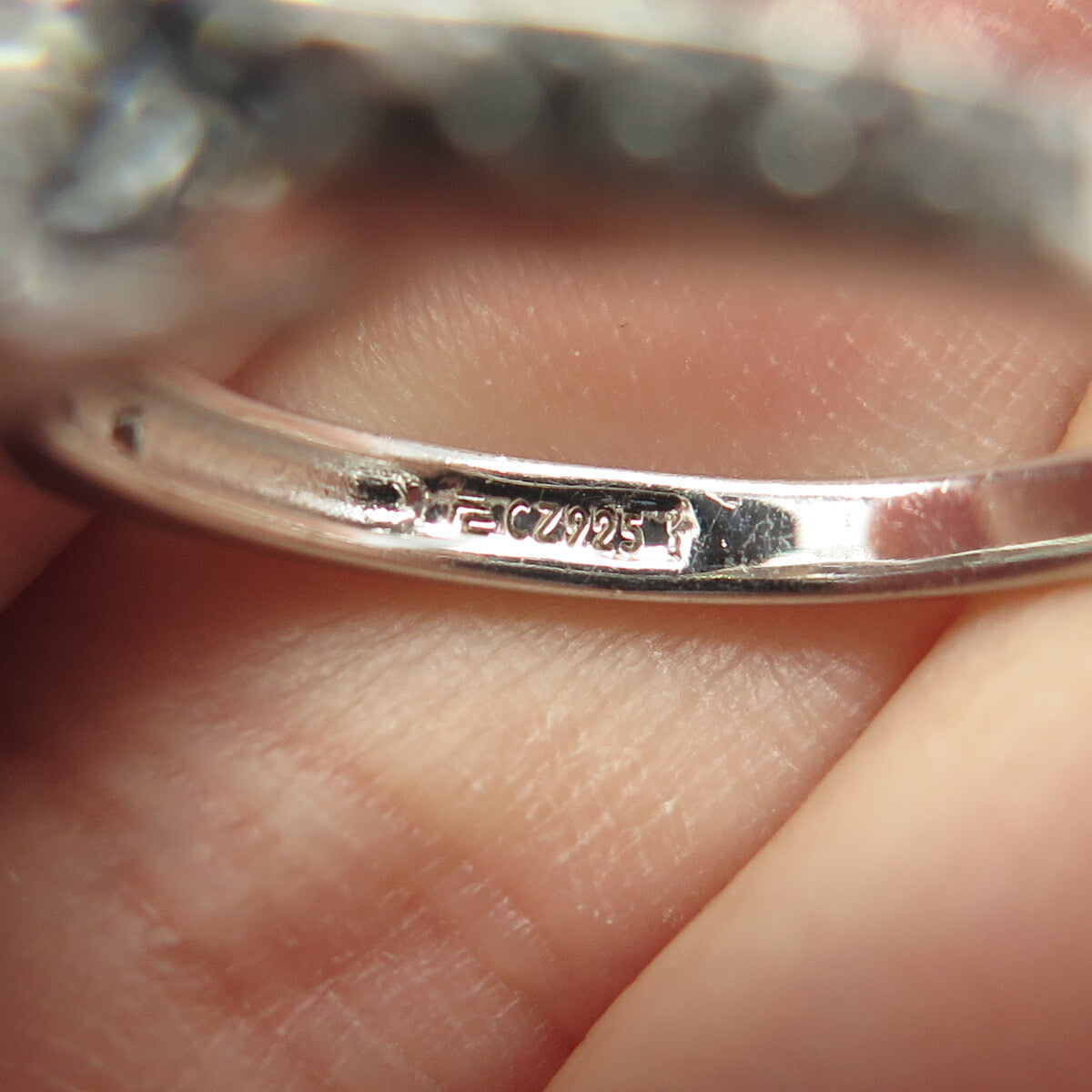 925 Sterling Silver C Z Engagement Ring Size 8.25