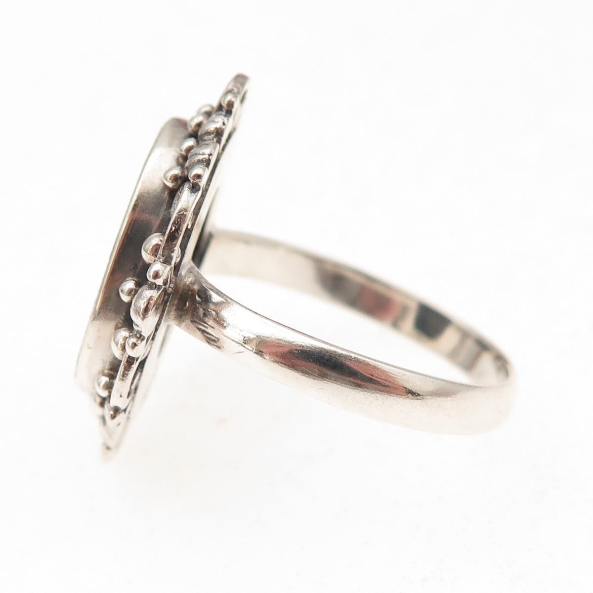 Merav 925 Sterling Silver Vintage Real Abalone Shell Oxidized Ring Size 10.25