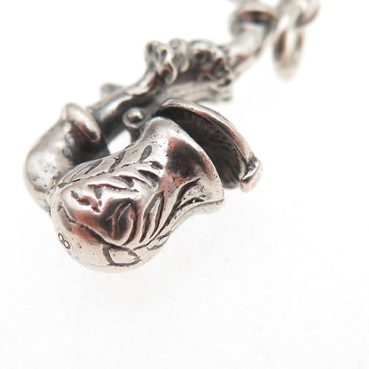 835 Silver Antique Art Deco Smoking Pipe Oxidized 3D Charm Pendant
