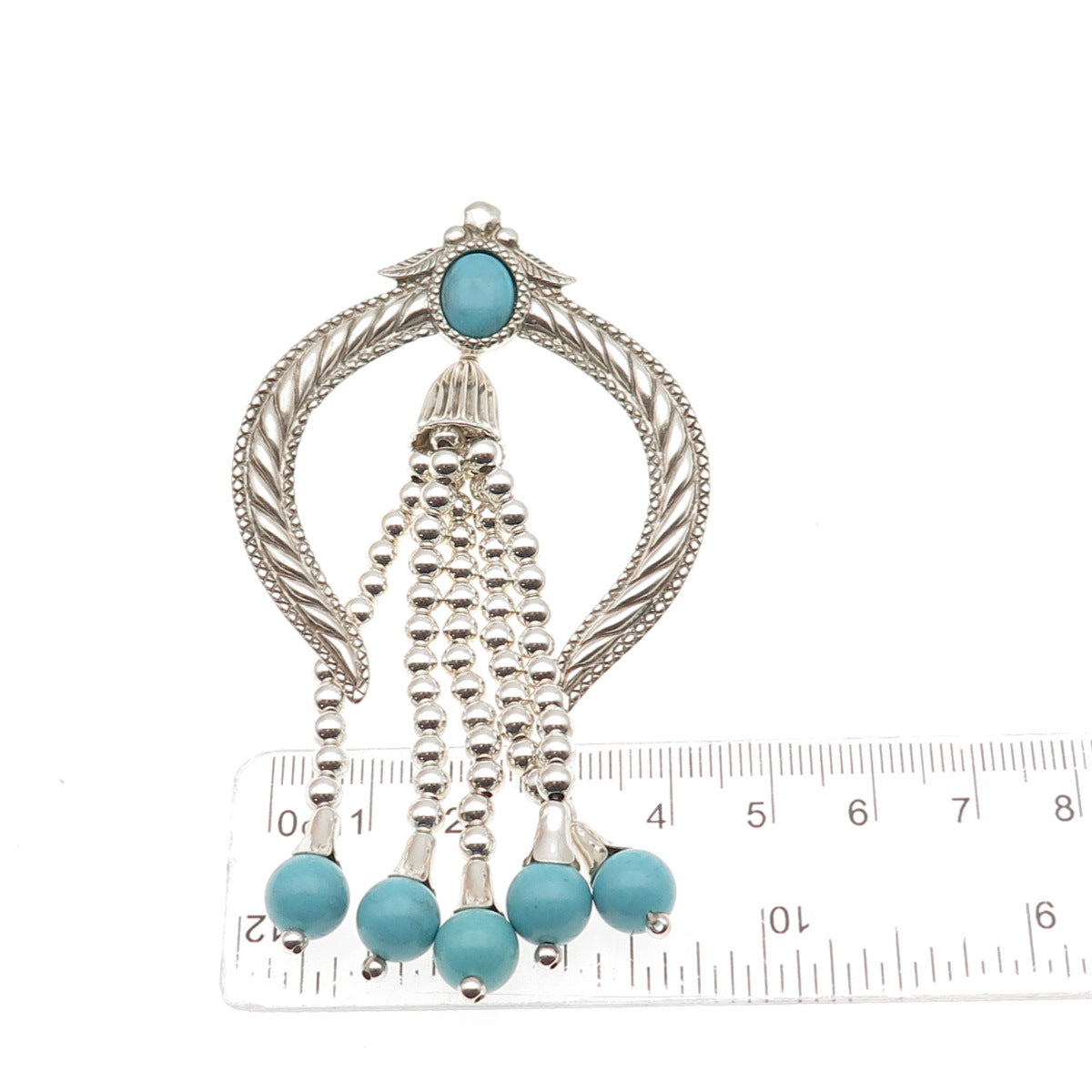 Carolyn Pollack Old Pawn Sterling Vintage Turquoise Naja Overlay Tassel Pendant
