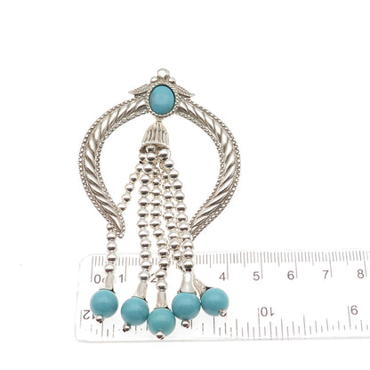 Carolyn Pollack Old Pawn Sterling Vintage Turquoise Naja Overlay Tassel Pendant
