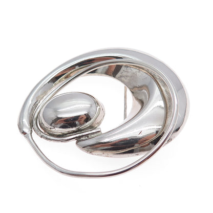 925 Sterling Silver Vintage Mexico Modernist Oxidized Pin Brooch