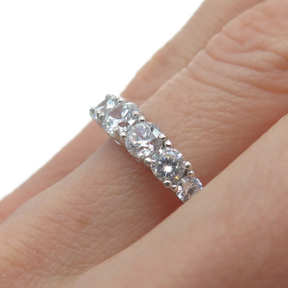 925 Sterling Silver IBB Round-Cut Shaped C Z Ring Size 7.25