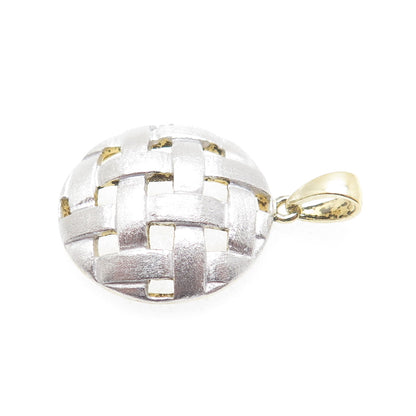 925 Sterling Silver 2-Tone Vintage Woven Charm Pendant