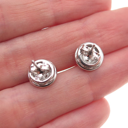 925 Sterling Silver Real Round-Cut Diamond Stud Earrings