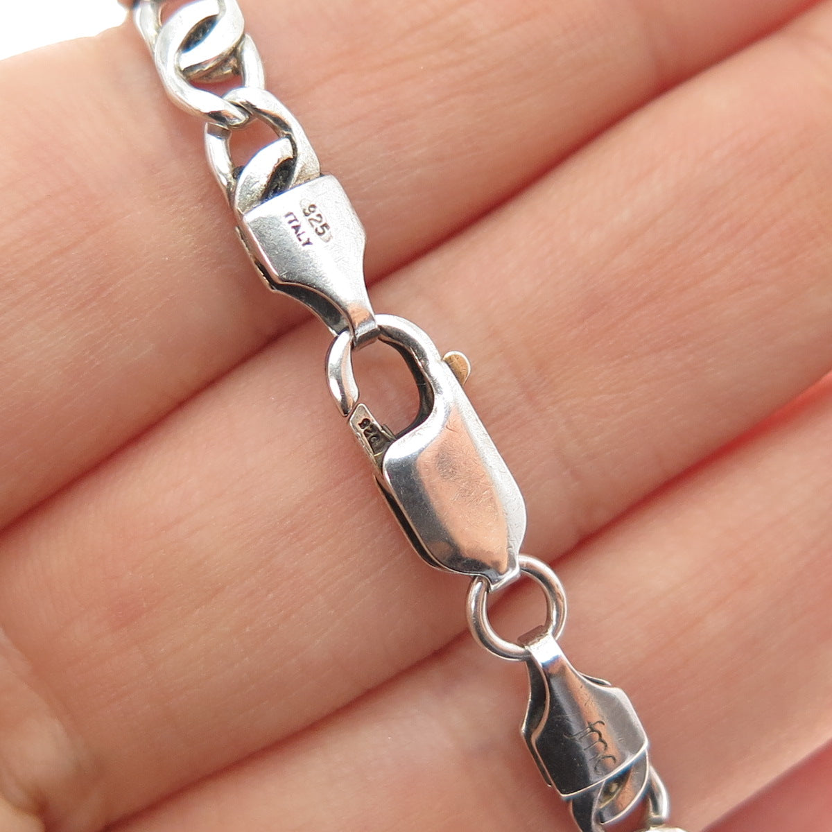 925 Sterling Silver Vintage Italy Twisted Anchor Mariner Link Bracelet 7"